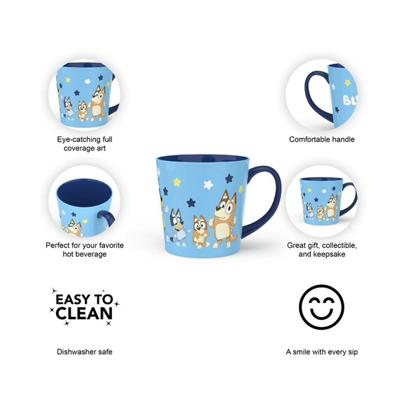 1 Bluey Mug, Blue with Bluey’s Family, 15 oz - Picture 5 of 10